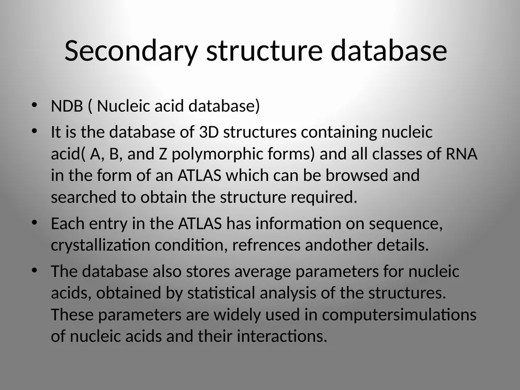 BIOINFORMATICS DATABASES UNIT IV DATABASE A - slide 36 of 38