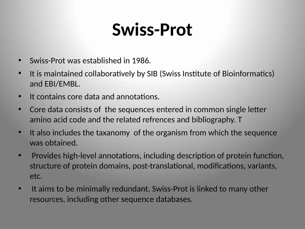 BIOINFORMATICS DATABASES UNIT IV DATABASE A - slide 30 of 38