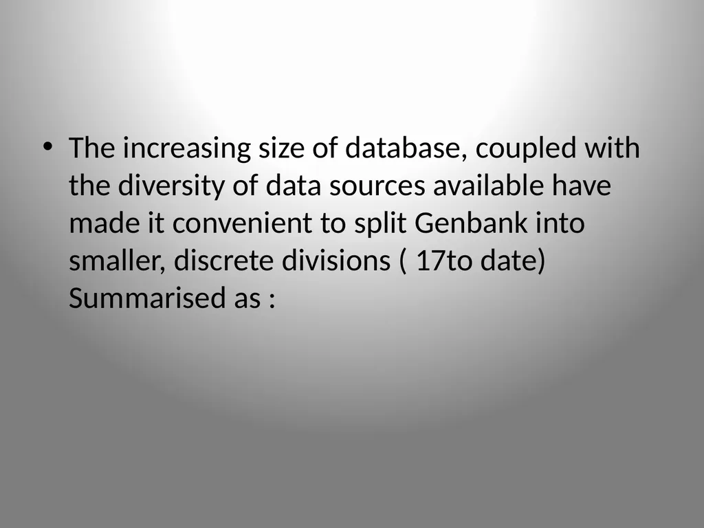 BIOINFORMATICS DATABASES UNIT IV DATABASE A - slide 16 of 38