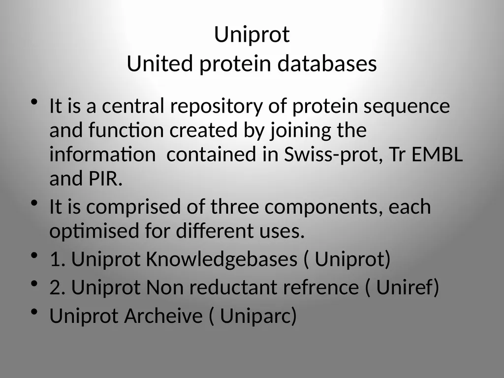 BIOINFORMATICS DATABASES UNIT IV DATABASE A - slide 33 of 38
