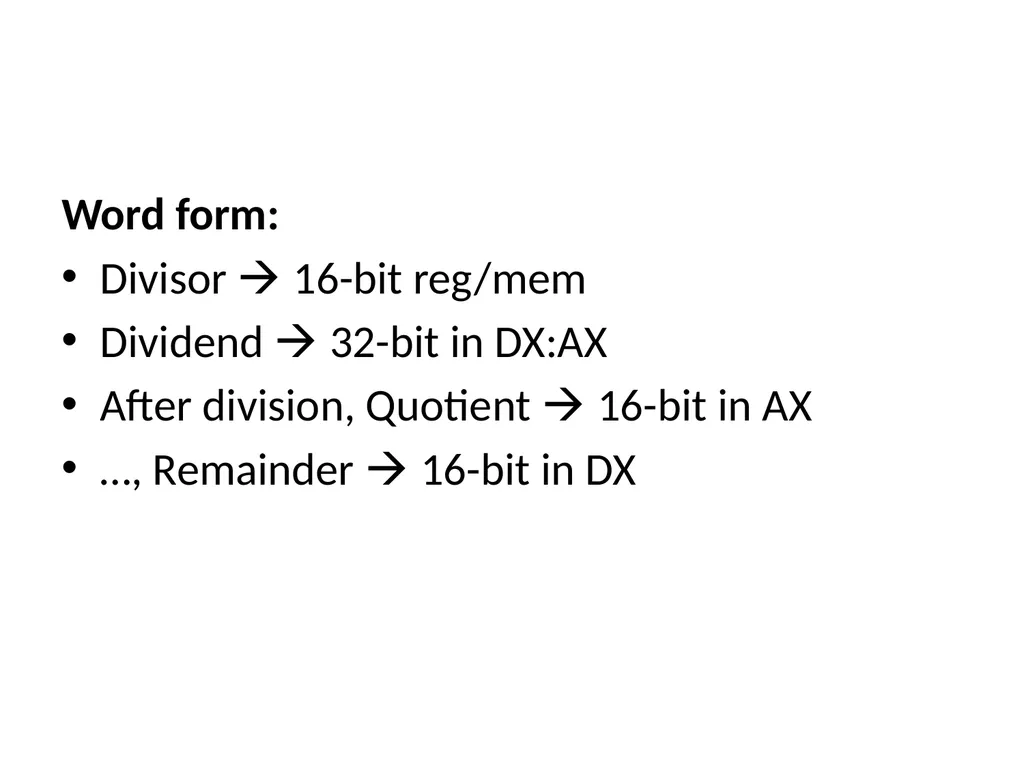 Assembly Lang. – Intel 8086 Ch. 9 & 10 MUL - slide 7 of 10