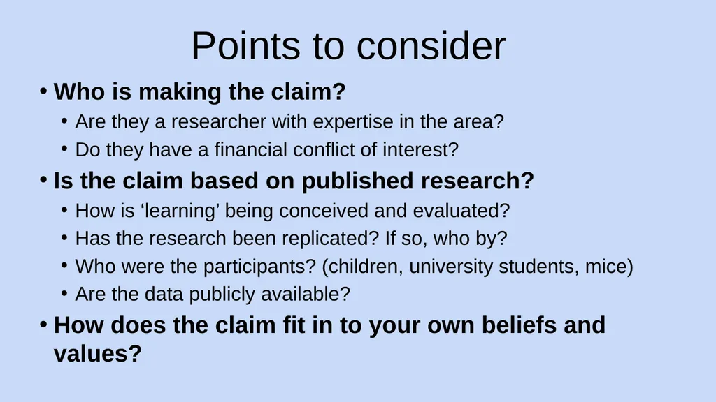 Science of Learning: Critical Thinking about - slide 14 of 21
