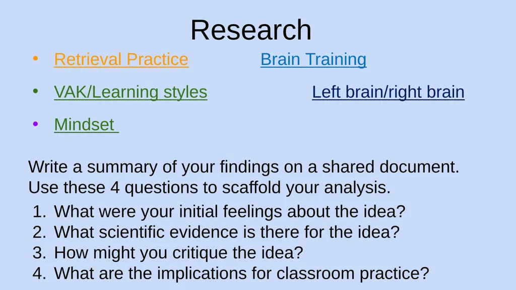 Science of Learning: Critical Thinking about - slide 15 of 21