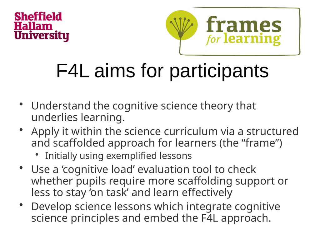 Frames for Learning Applying Psychology and - slide 4 of 13
