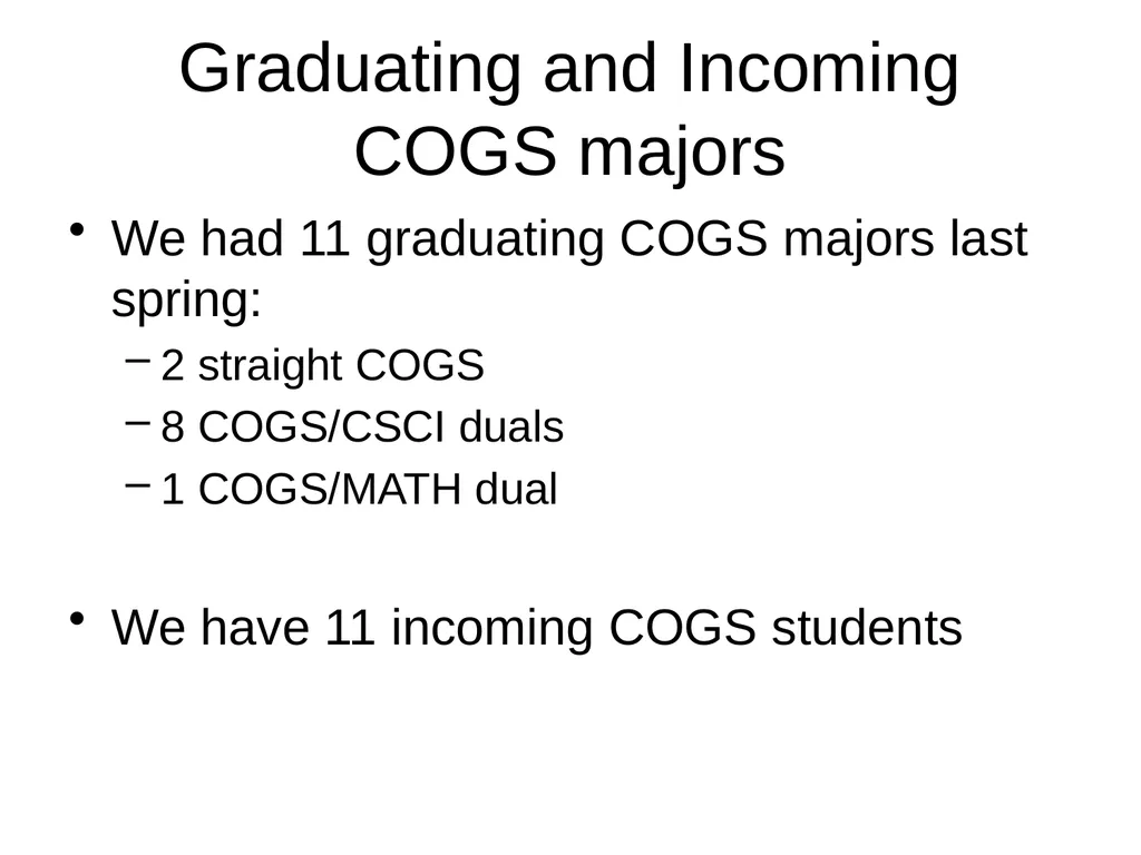 Undergraduate Studies in Cognitive Science Fall - slide 3 of 22