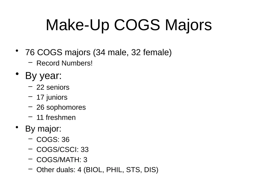Undergraduate Studies in Cognitive Science Fall - slide 4 of 22