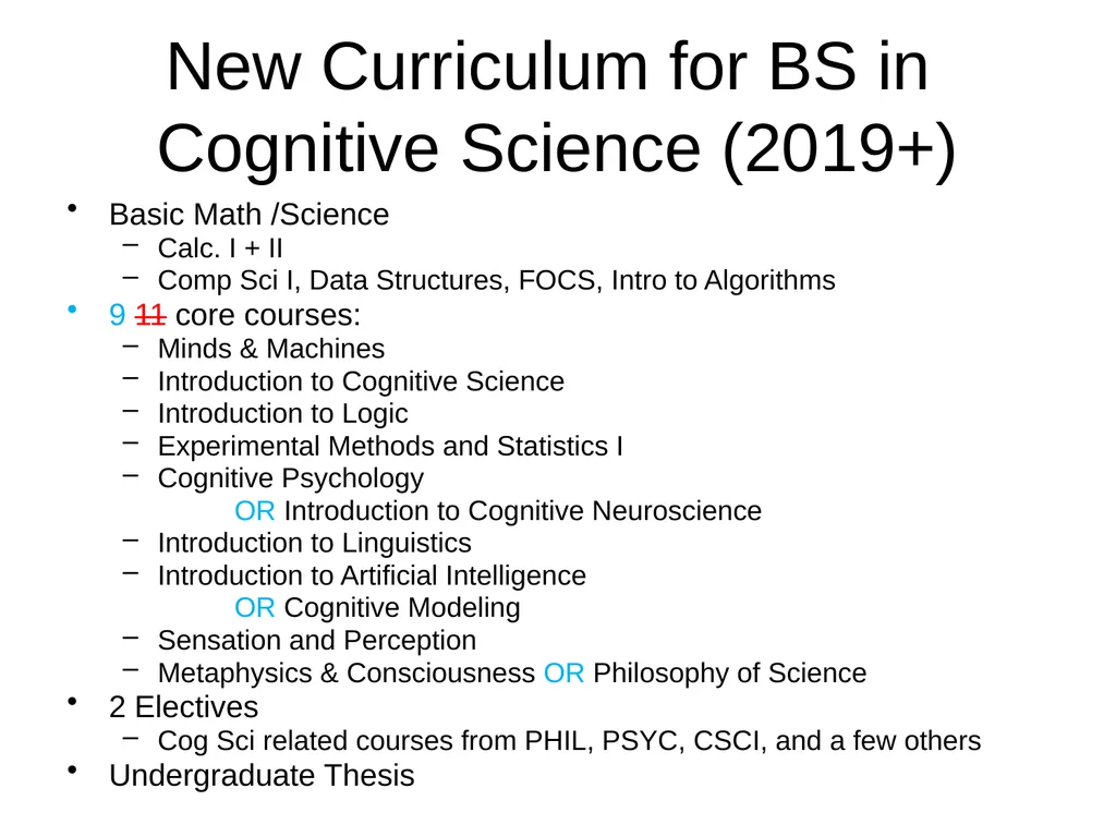 Undergraduate Studies in Cognitive Science Fall - slide 7 of 22