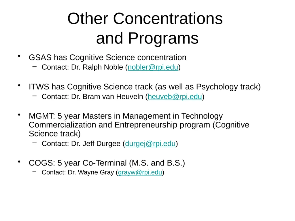 Undergraduate Studies in Cognitive Science Fall - slide 10 of 22
