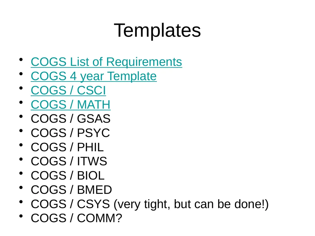 Undergraduate Studies in Cognitive Science Fall - slide 8 of 22