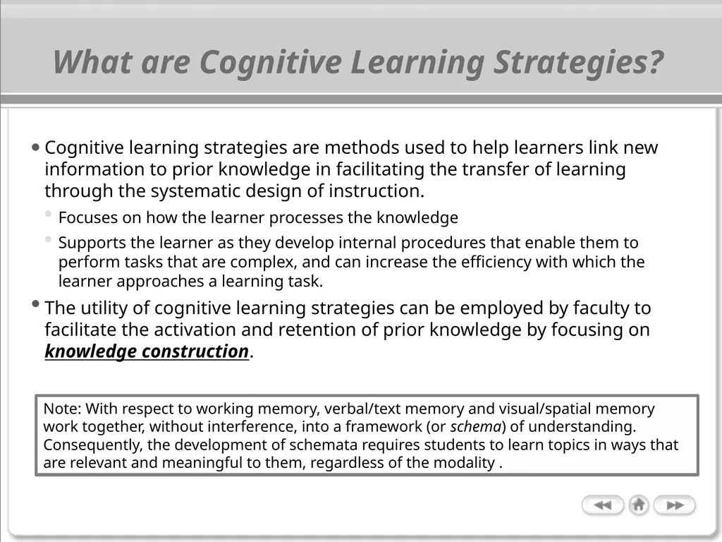 The Cognitive Science of Learning: Implications - slide 12 of 45
