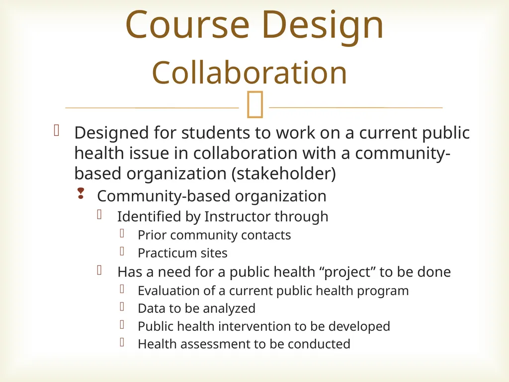 Behavioral Sciences & Health Promotion Capstone - slide 4 of 16