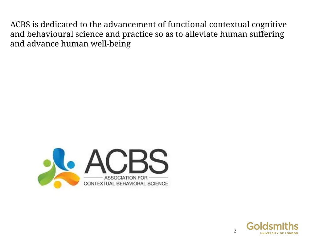 Contextual behavioural science and large-scale - slide 2 of 40