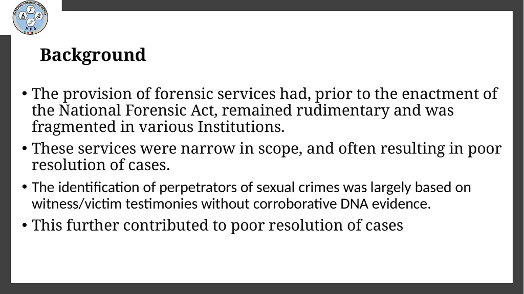 Forensic DNA Analysis in Zambia - A Policy - slide 2 of 16