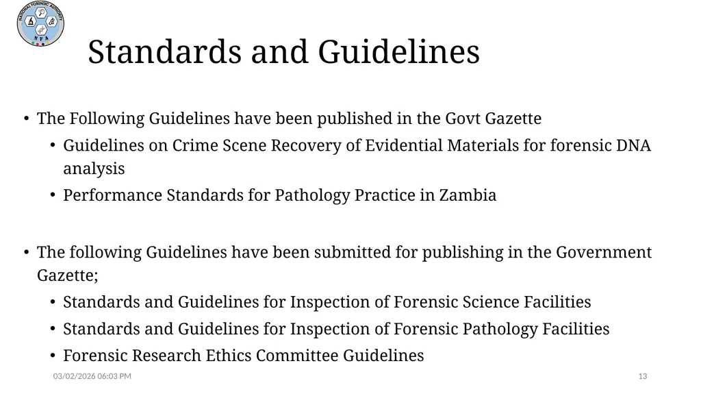 Forensic DNA Analysis in Zambia - A Policy - slide 13 of 16