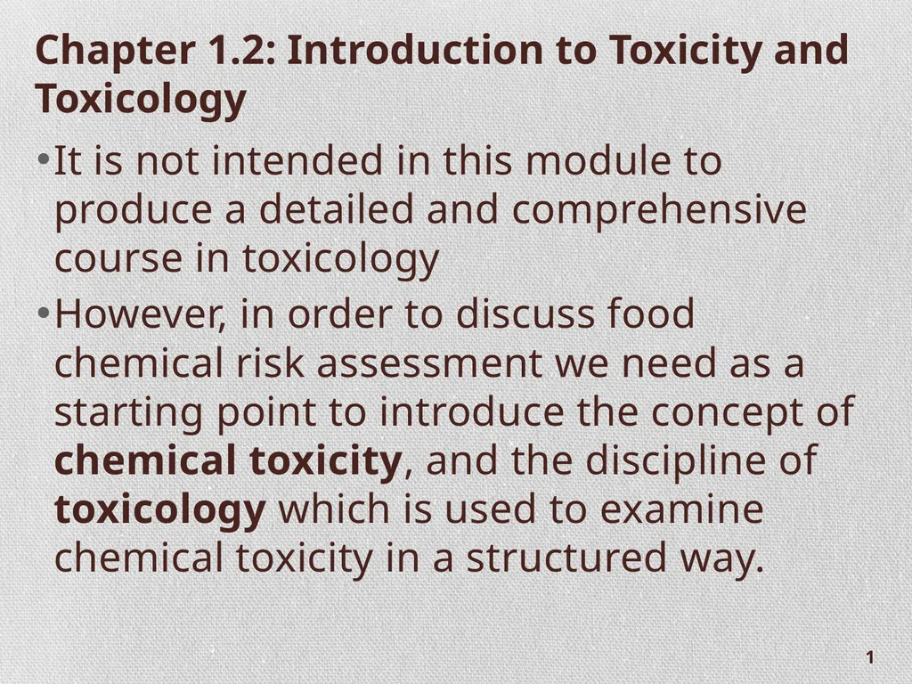 Chapter 1.2: Introduction to Toxicity and - slide 1 of 18