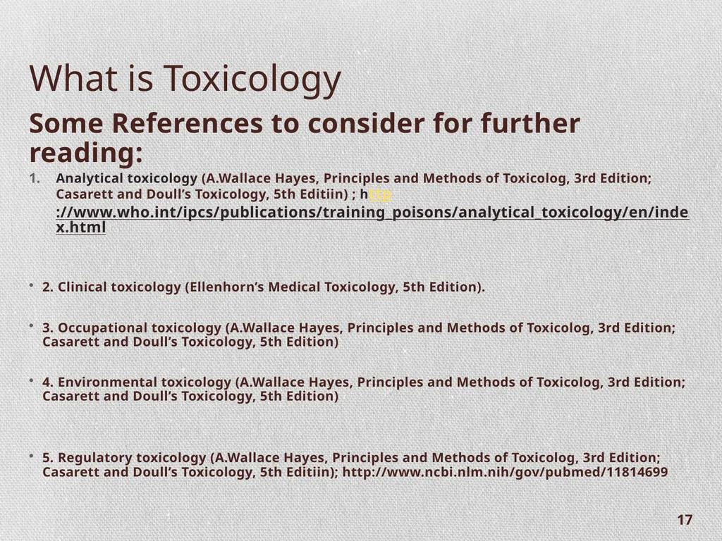 Chapter 1.2: Introduction to Toxicity and - slide 17 of 18