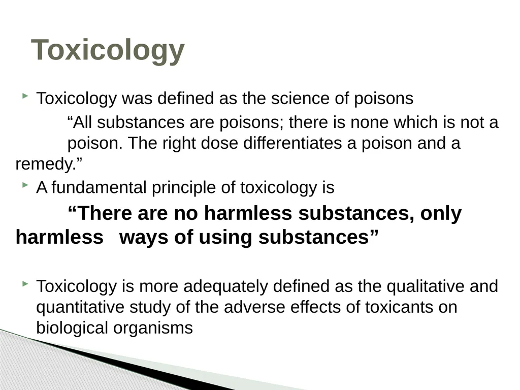Chapter 2 Toxicology Toxicology was defined as the - slide 2 of 32
