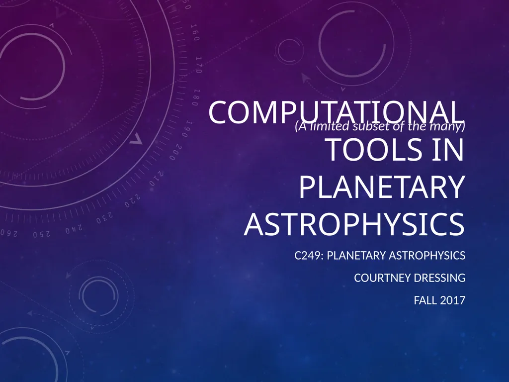 Computational Tools in Planetary Astrophysics - slide 1 of 7
