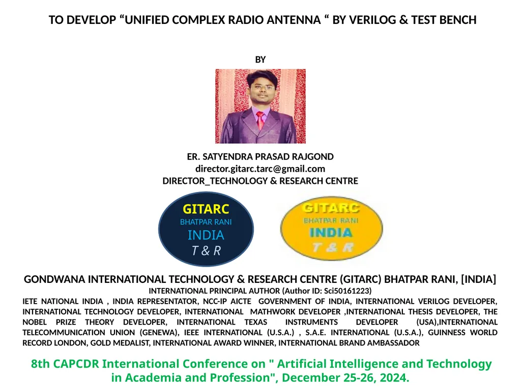 TO DEVELOP “UNIFIED COMPLEX RADIO ANTENNA “ BY - slide 1 of 40