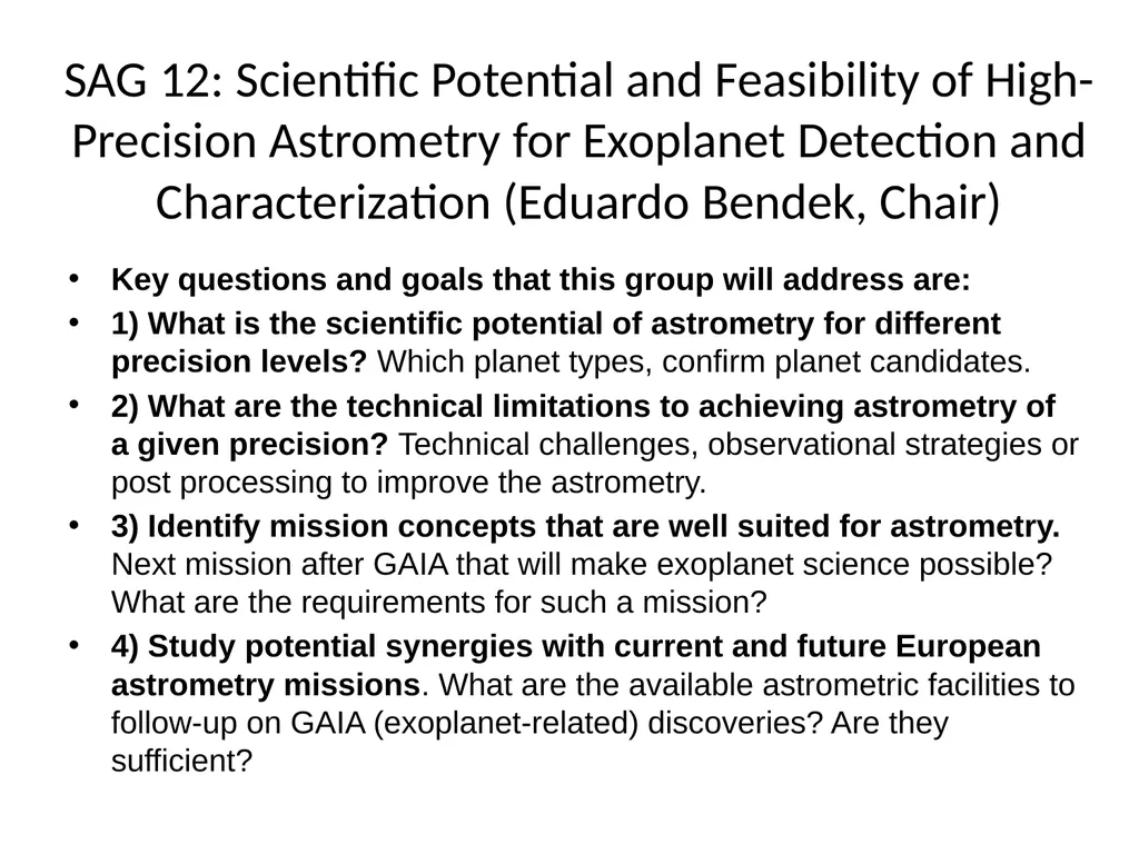 Exoplanet Program Analysis Group (ExoPAG) Report - slide 11 of 19