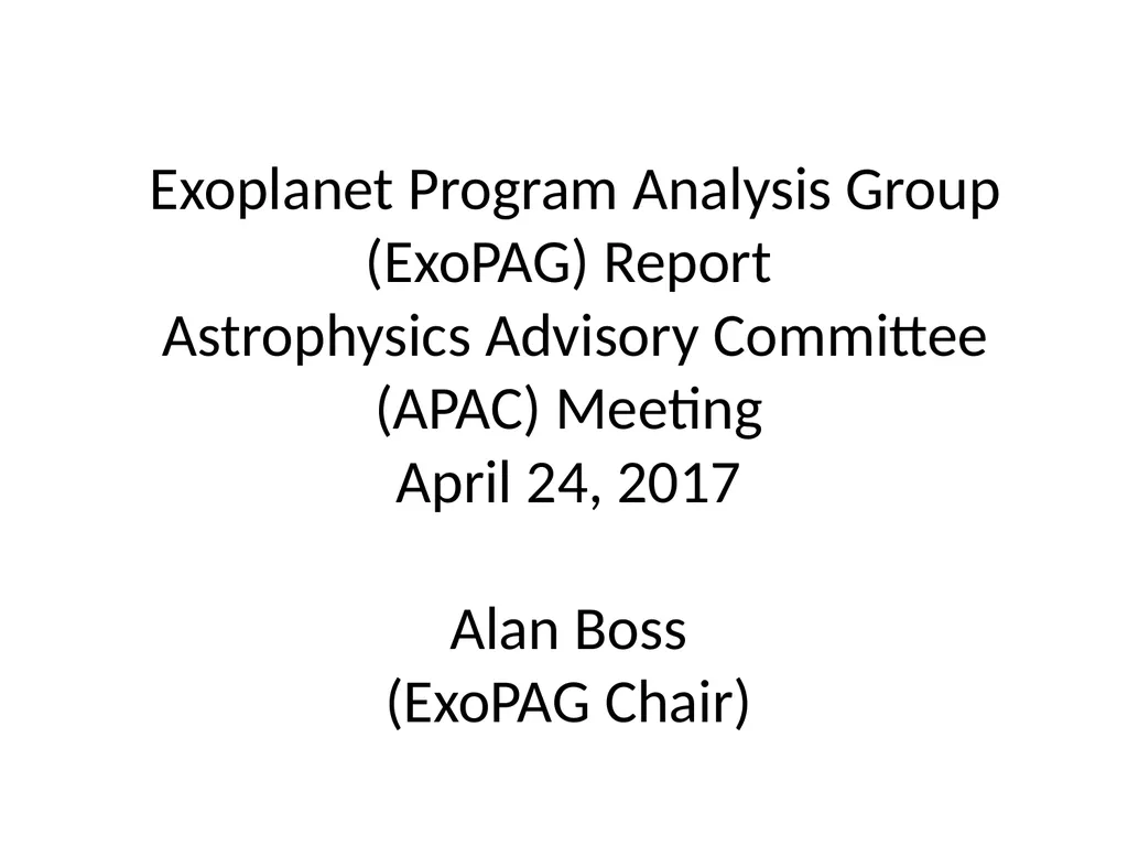 Exoplanet Program Analysis Group (ExoPAG) Report