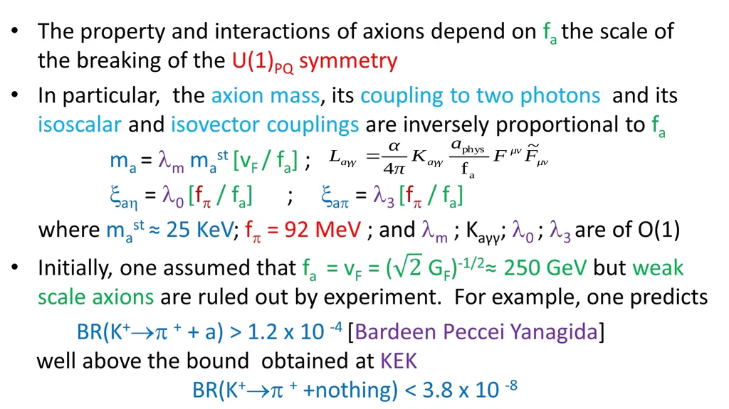Axions and Cosmology Roberto Peccei UCLA KAERU - slide 10 of 35