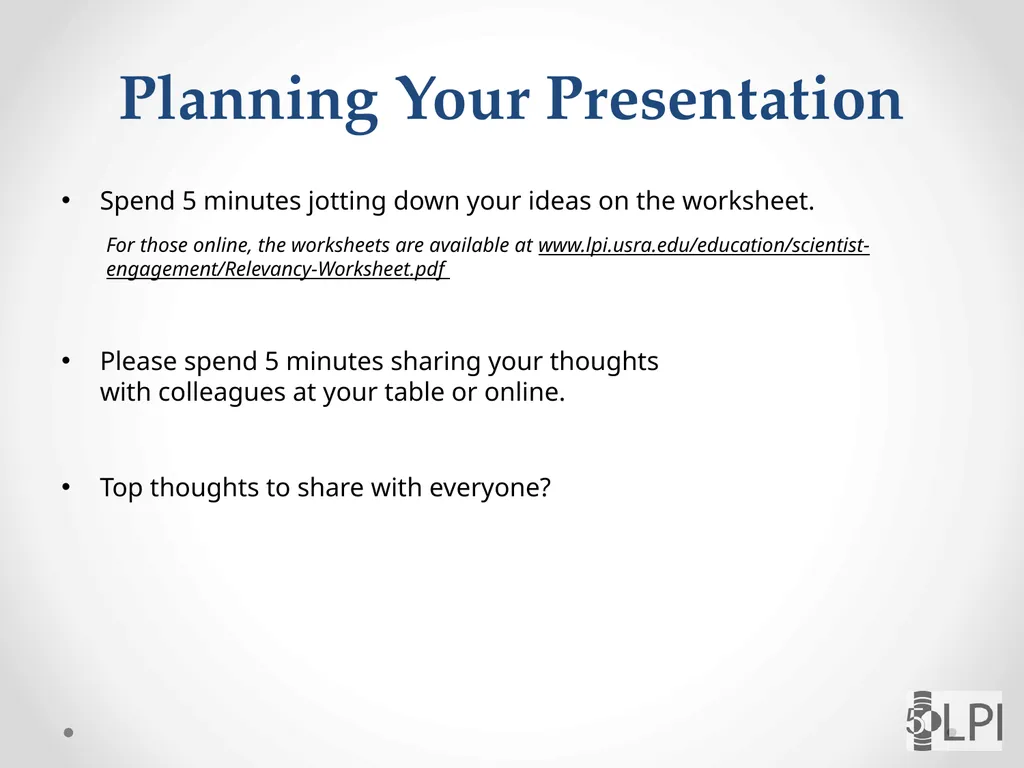 Sharing Planetary Science Making Planetary Science - slide 12 of 13