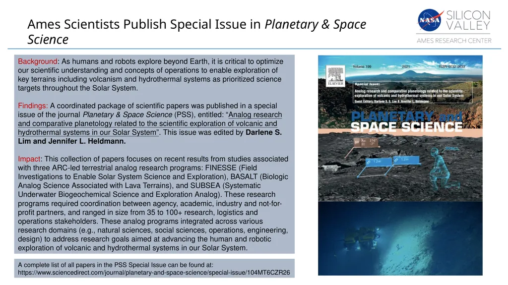 Ames Scientists Publish Special Issue in Planetary