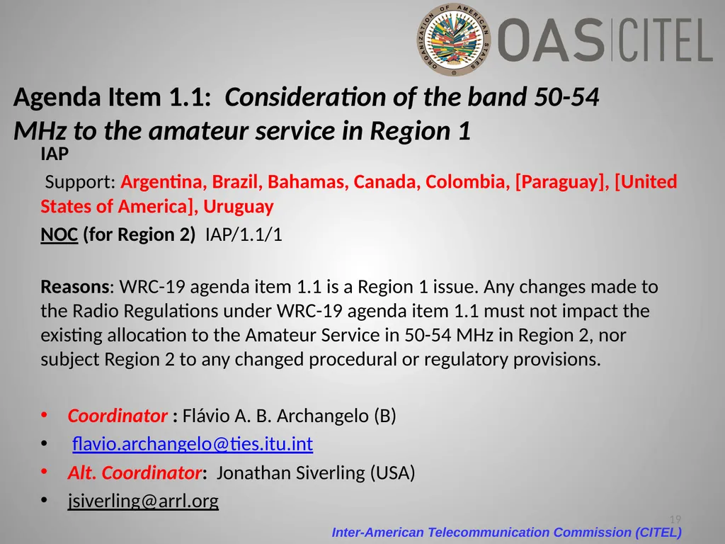 Inter-American Telecommunication Commission - slide 19 of 84