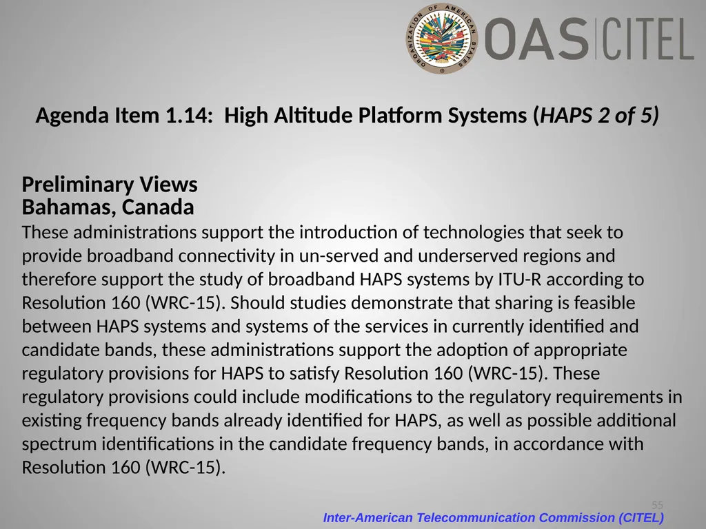 Inter-American Telecommunication Commission - slide 55 of 84