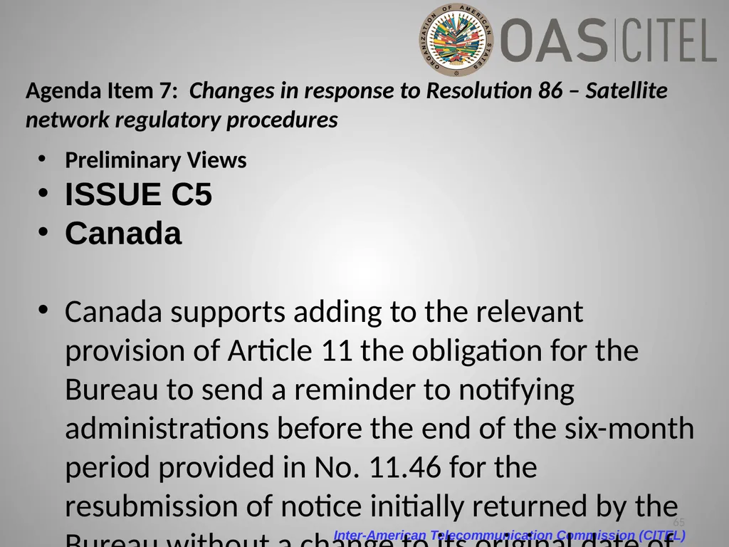 Inter-American Telecommunication Commission - slide 65 of 84