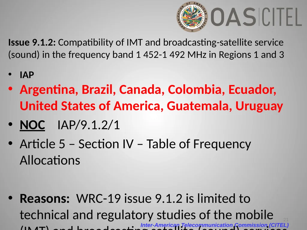 Inter-American Telecommunication Commission - slide 21 of 84