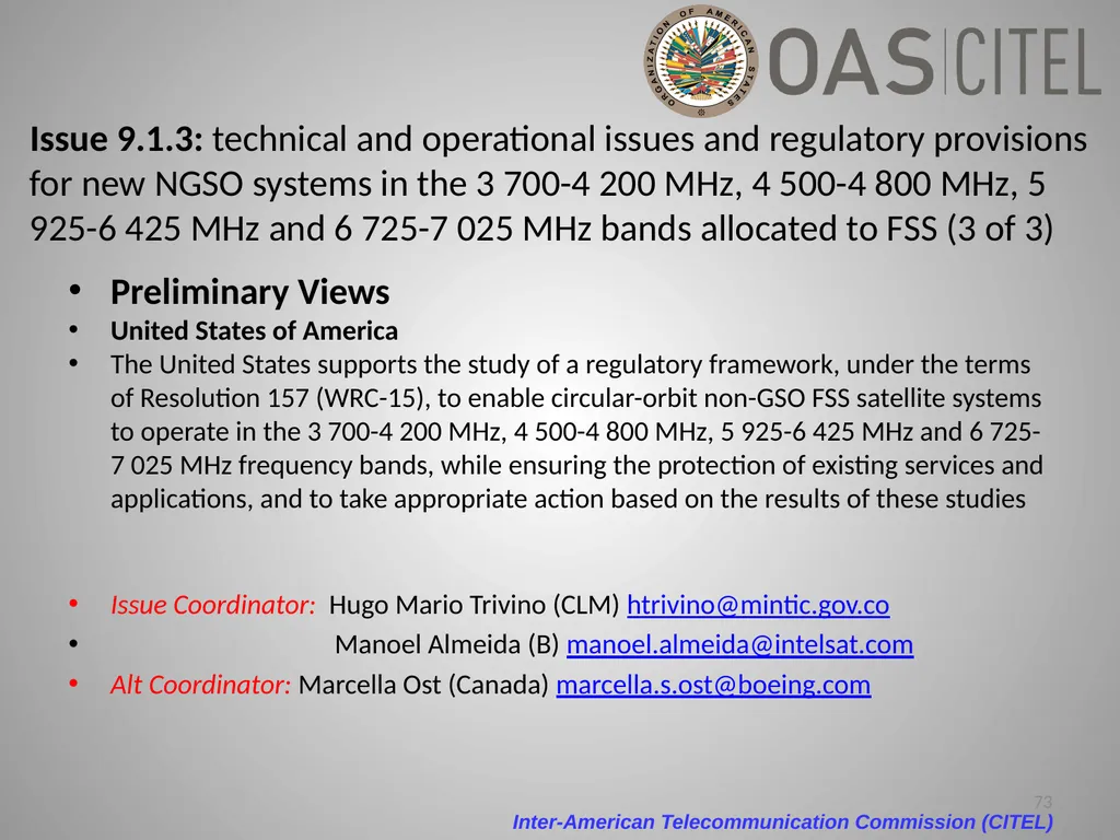 Inter-American Telecommunication Commission - slide 73 of 84