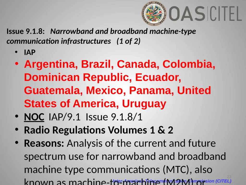 Inter-American Telecommunication Commission - slide 23 of 84