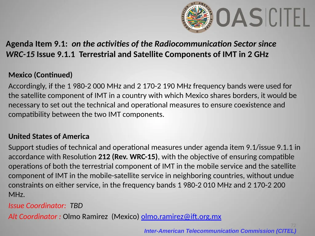 Inter-American Telecommunication Commission - slide 72 of 84