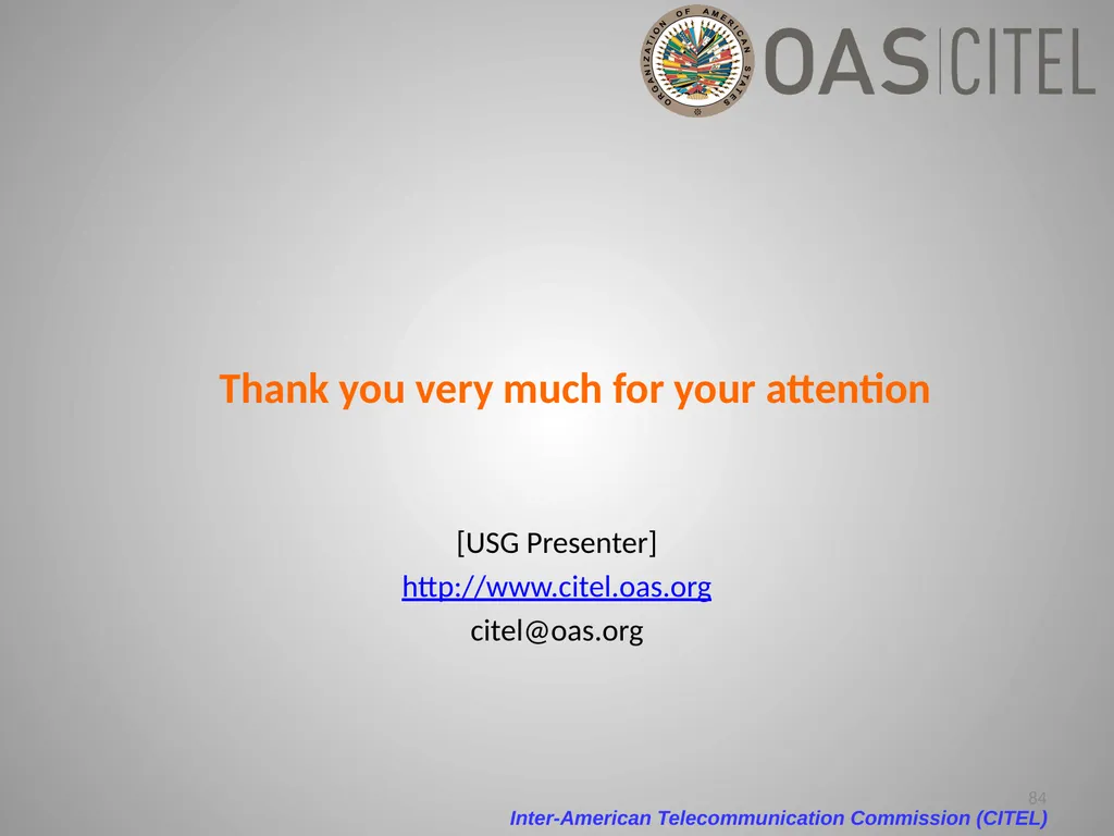 Inter-American Telecommunication Commission - slide 84 of 84