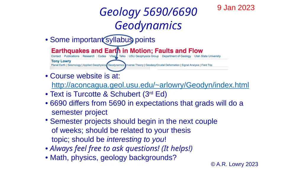 • Some important syllabus points • Course website - slide 1 of 10