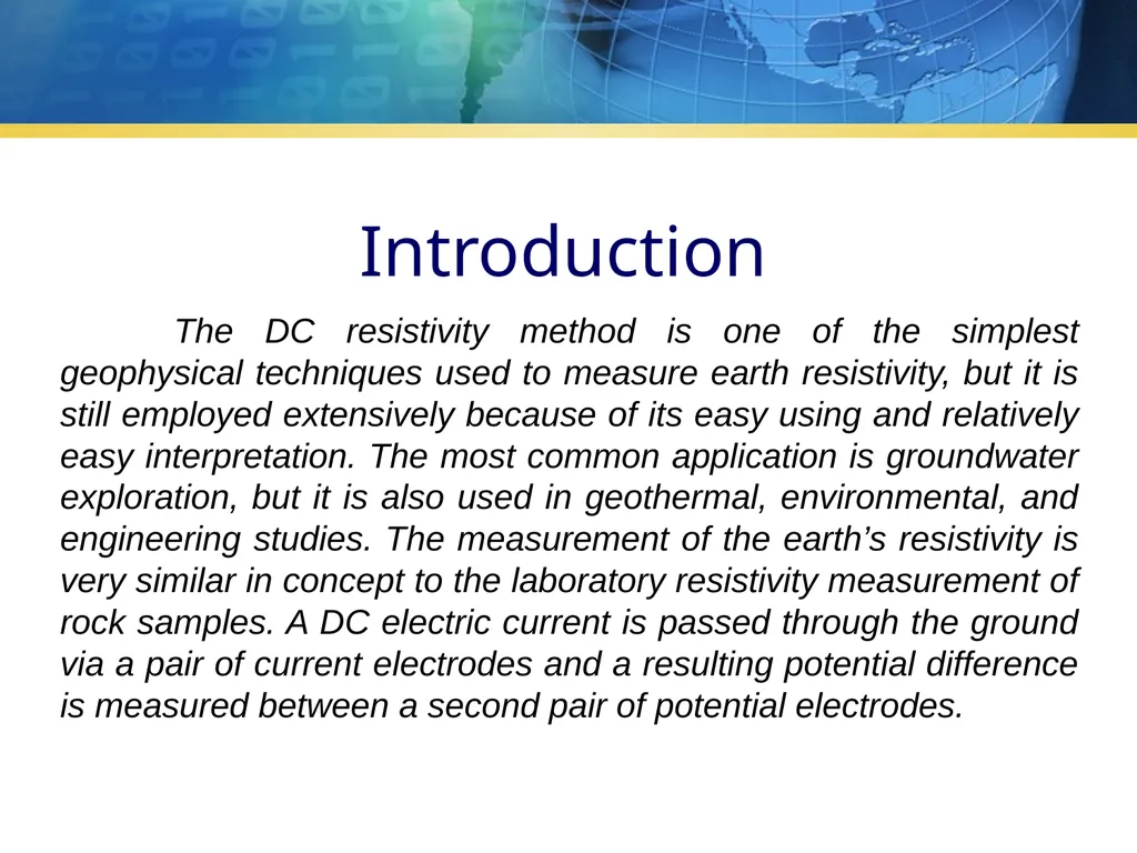Electrical Resistivity Method Senior Chief - slide 2 of 15