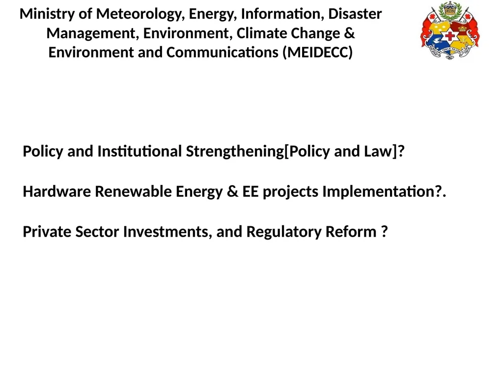 Ministry of Meteorology, Energy, Information, - slide 13 of 13