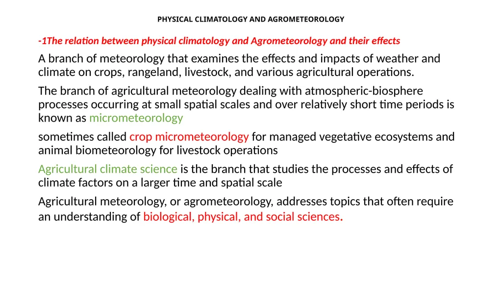 PHYSICAL CLIMATOLOGY AND AGROMETEOROLOGY DR.IQBAL - slide 2 of 8