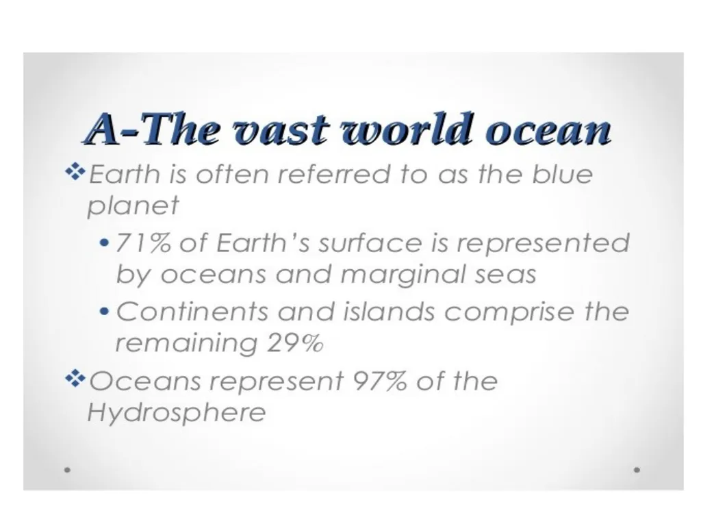 Oceanography: Definition, Topography of the ocean - slide 2 of 27