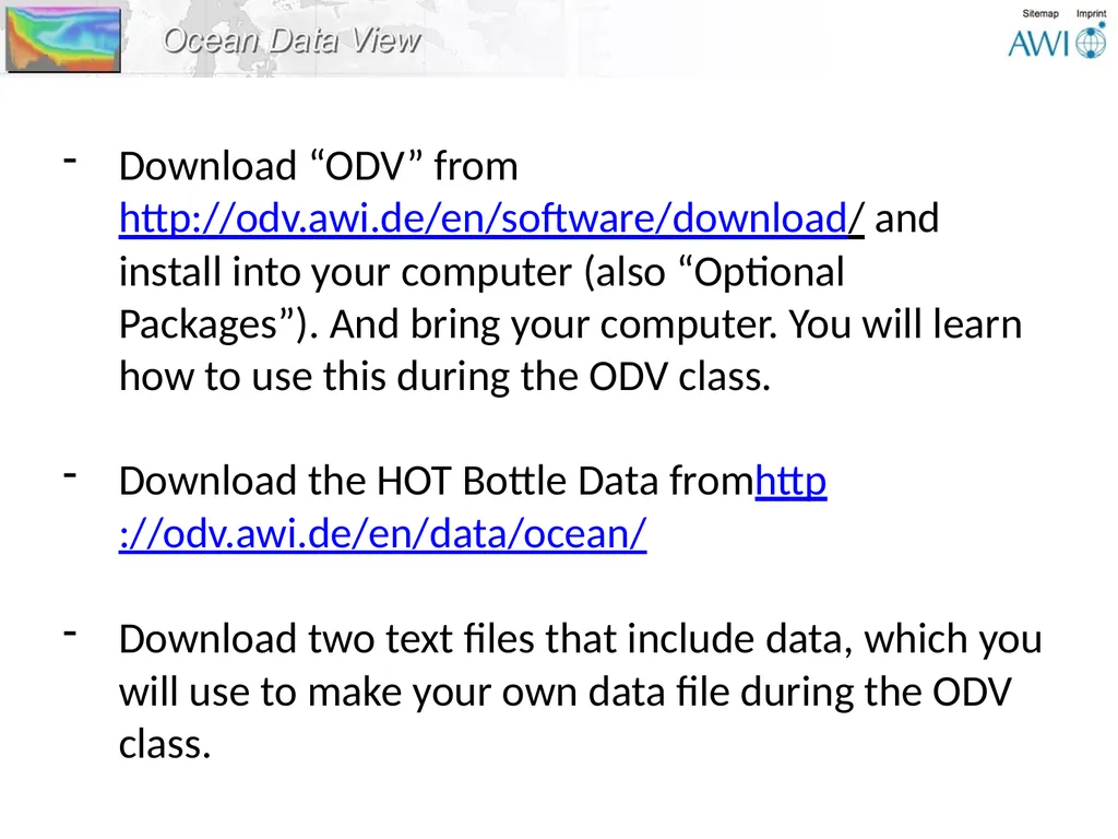 Download “ODV” from - slide 2 of 5
