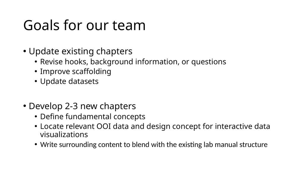 Friday morning Lab Manual discussion Goals for our - slide 2 of 9