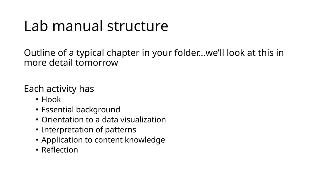 Friday morning Lab Manual discussion Goals for our - slide 5 of 9
