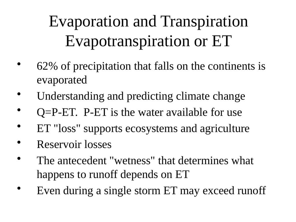 Evaporation and Transpiration Evapotranspiration - slide 1 of 18