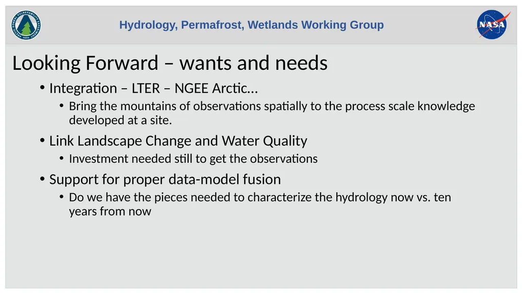Hydrology, Permafrost, Wetlands Working Group - slide 2 of 4