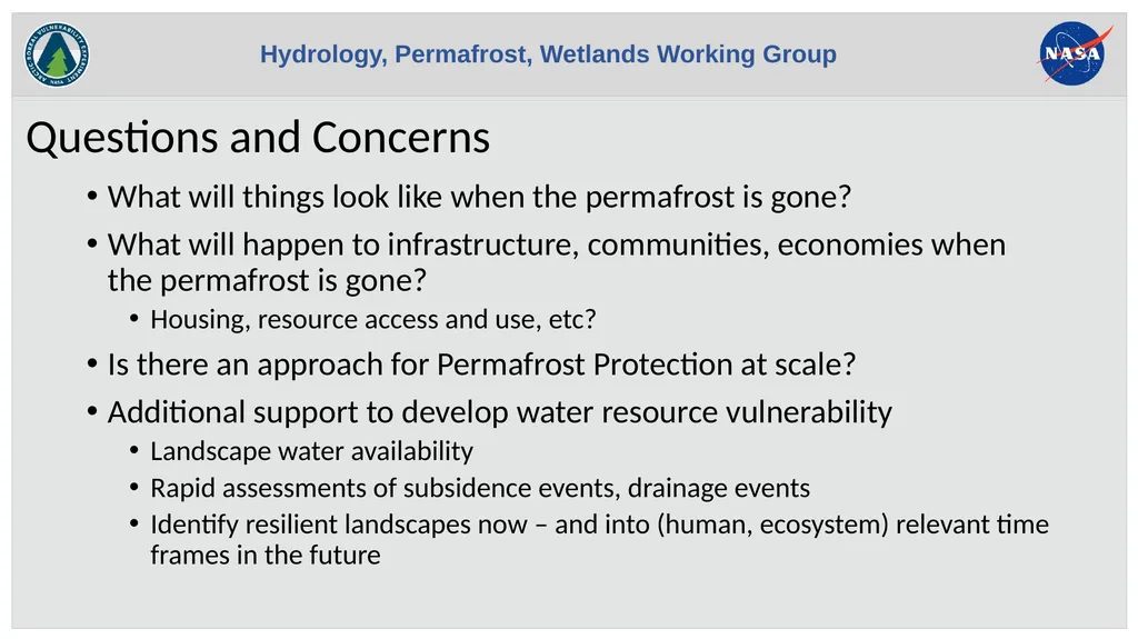 Hydrology, Permafrost, Wetlands Working Group - slide 3 of 4