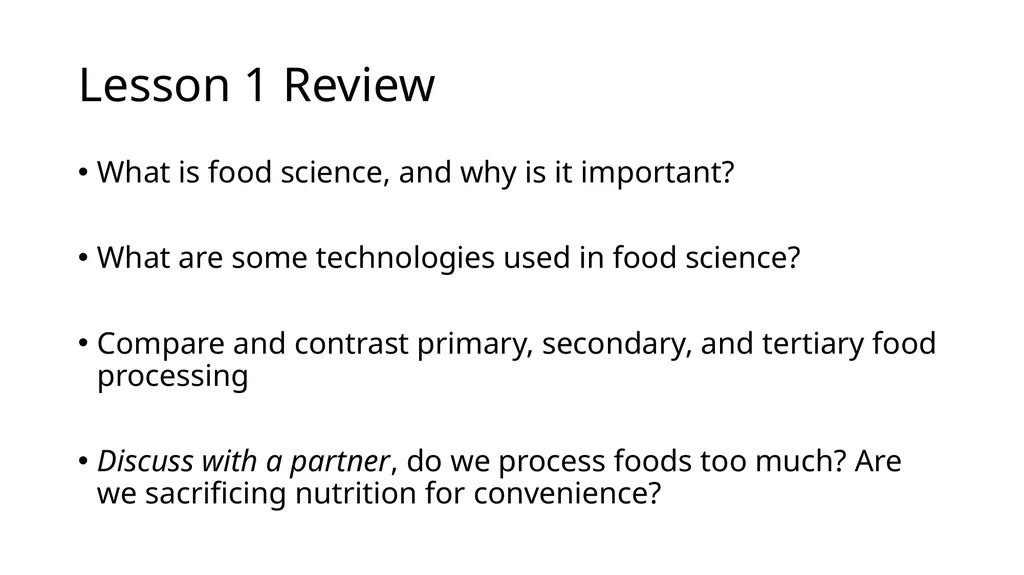 Food Science in Agriculture Unit 4 Food Science - slide 13 of 61