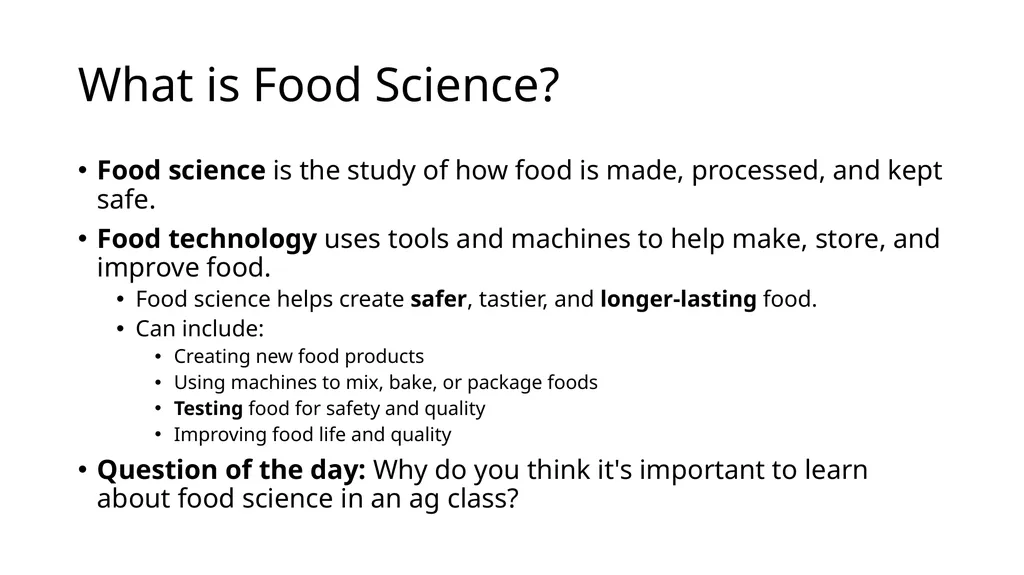 Food Science in Agriculture Unit 4 Food Science - slide 4 of 61