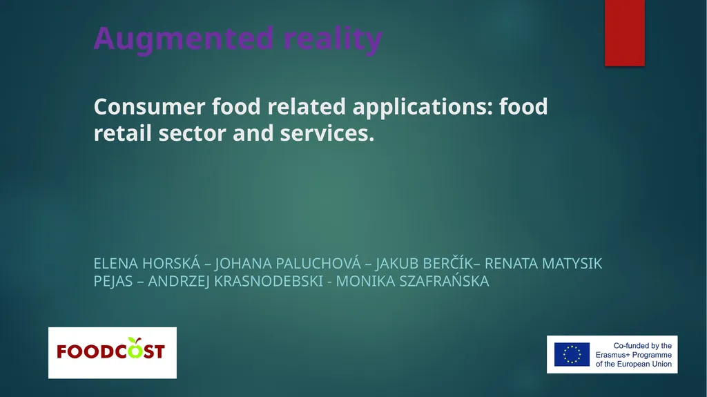 Augmented reality Consumer food related - slide 1 of 12